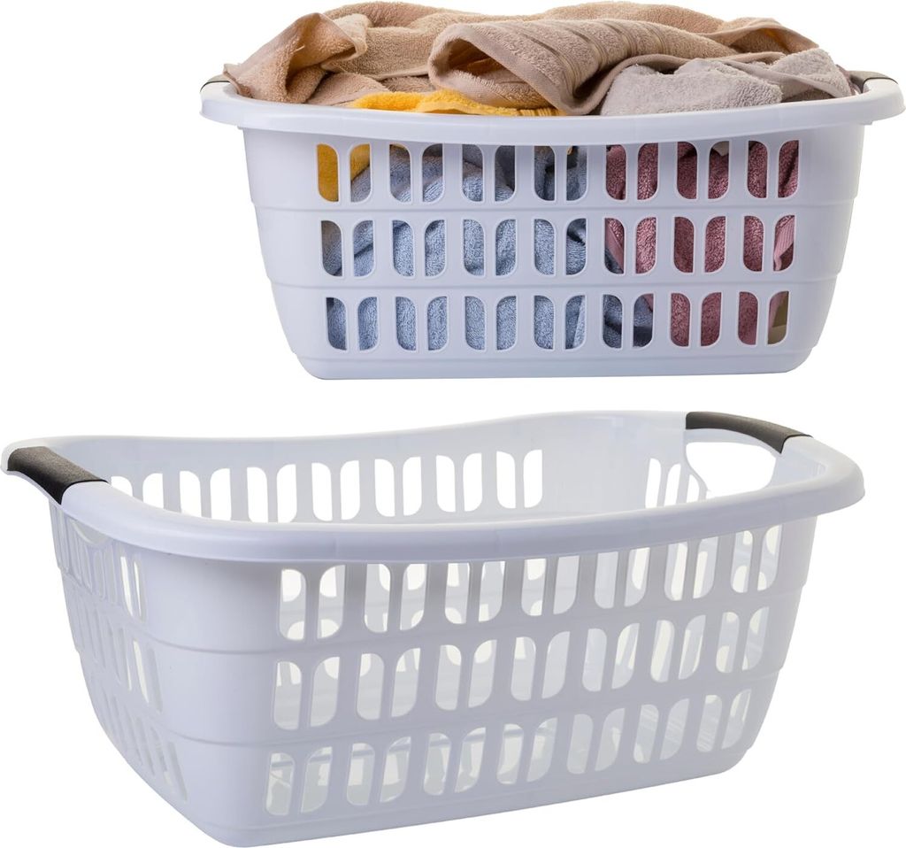 Wäschekorb-Set BASKLINE – 2er Set – 30 L – hellgrau – 55 × 37 × 20 cm