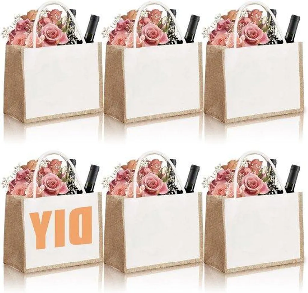 Sacs de voyage réutilisables en coton blanc lot de 6 pour mariage