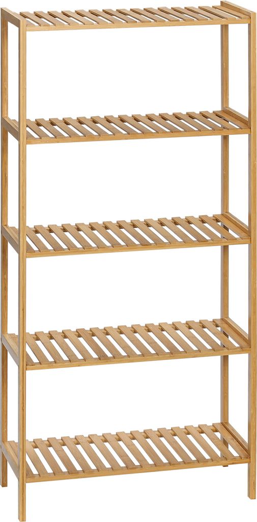 HOMCOM 5-stufiges Bambusregal, modernes freistehendes Regal, Aufbewahrungsregal für Badezimmer, Küche, Wohnzimmer, Schlafzimmer, kippsicher, 60 x...