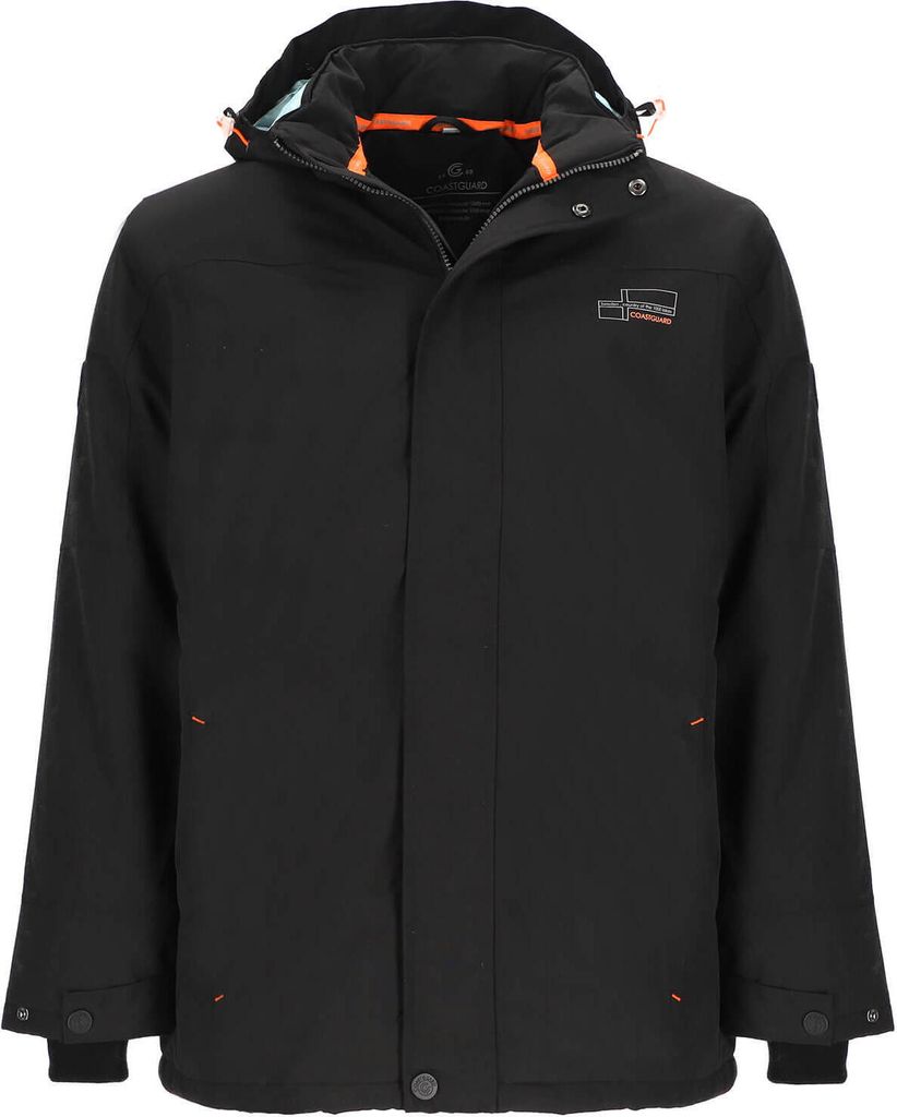 Coastguard Herren Funktionsjacke mit abnehmbarer Kapuze - Outdoor-Jacke wasserdicht und atmungsaktiv in Schwarz Größe 3XL