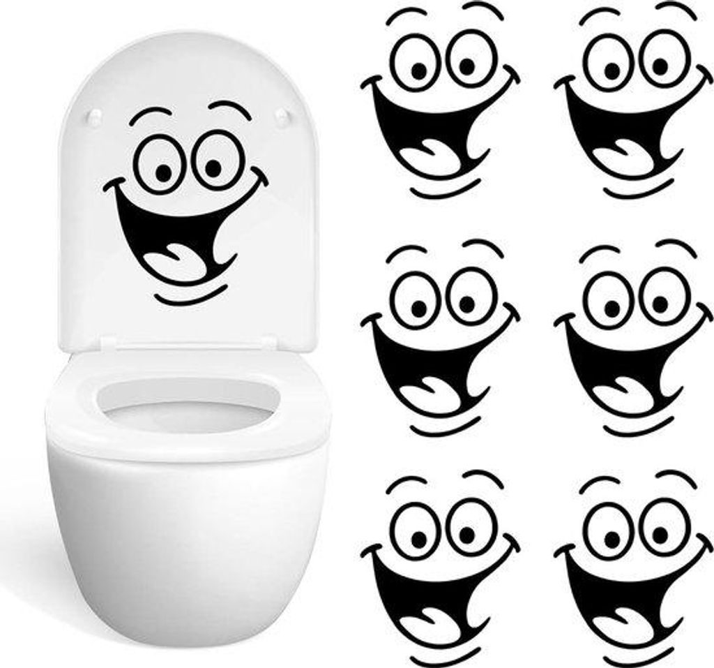 6 lustige WC-Aufkleber Bad Dekoration Toilettensticker