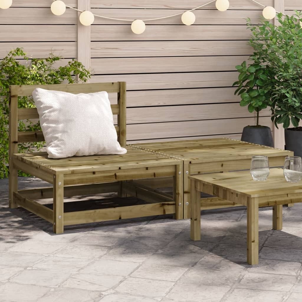 CLORIS Gartensofa ohne Armlehnen mit Hocker Kiefernholz Imprägniert - Gartenstühle LL0000255307