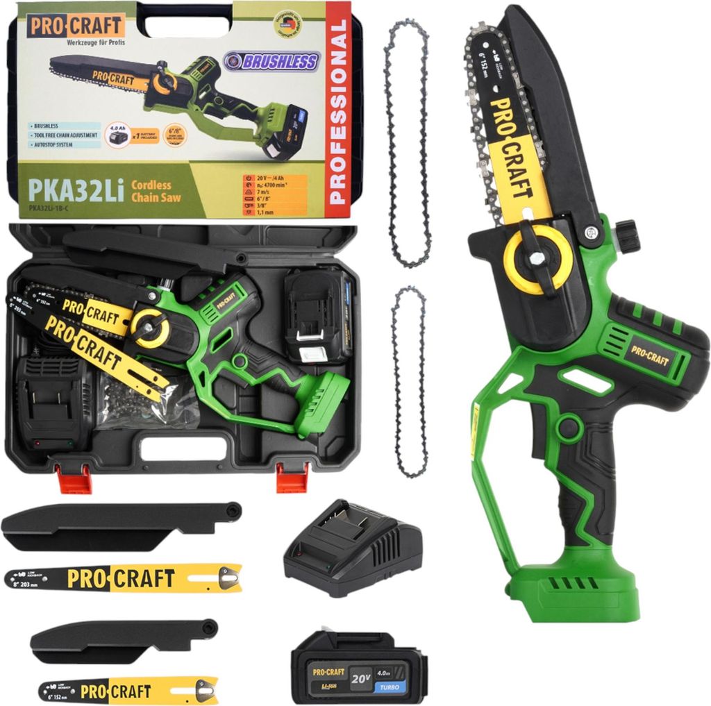 Procraft PKA32Li Akku Kettensäge 20 V 203 mm Brushless + 1x Produktbild 