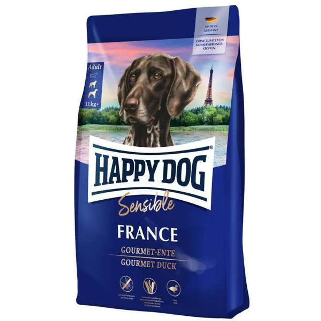 HappyDog Sensible France 4kg - Croquettes Canard Gourmet pour Chien
