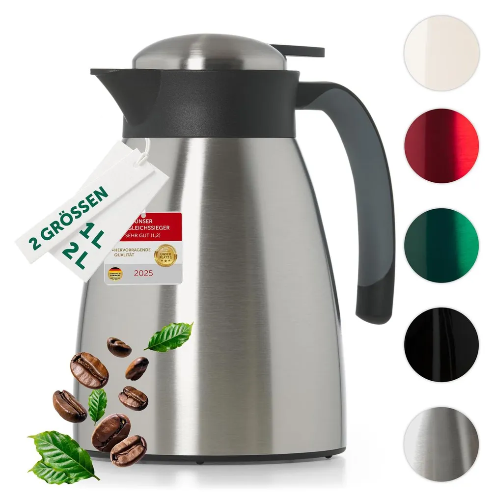 Pichet Isotherme 2L en Inox Argent pour Café et Thé - Modèle Universel