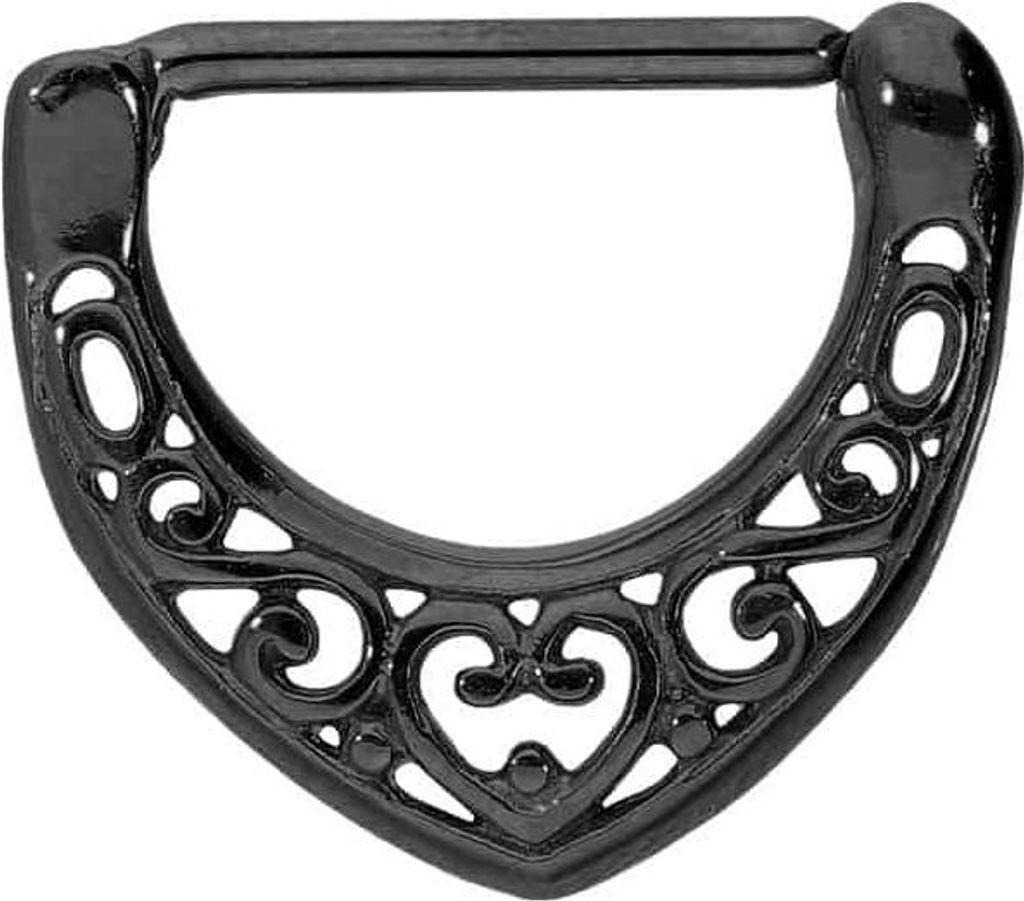 Brustwarzenpiercing, Chirurgenstahl Nippelpiercing Clicker ORIENTALISCH Schwarz Stablänge: 14mm
