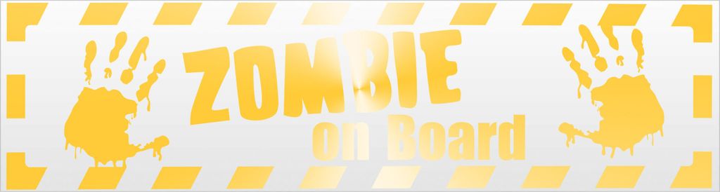 Kiwistar Zombie ob Board gestreift Magnetschild Schild magnetisch - 20cm Gelb - reflektierend - Magnetfolie für Auto PKW Kfz