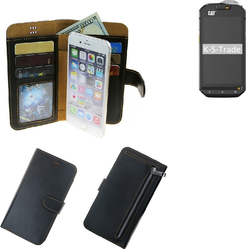 K-S-Trade Schutz Hülle kompatibel mit Cat S60 Klapphülle Case Phone cover Slim Handytasche Handy Hülle schwarz aus Kunstleder (1 Stk)