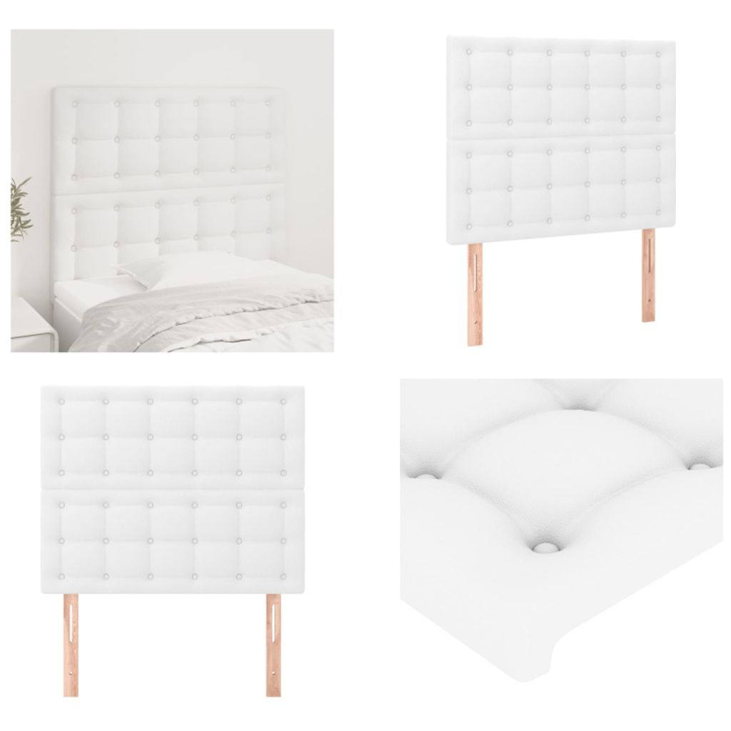 vidaXL Kopfteile 2 Stk. Weiß 80x5x78/88 cm Kunstleder - Kopfteil - Kopfteile - Bett-Kopfteil - Bettkopfteil