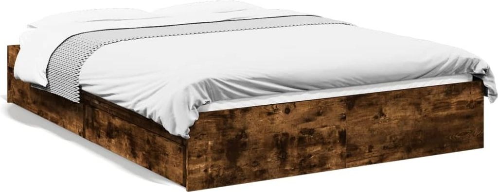Möbel Bettgestell mit Schubladen Räuchereiche 120x190cm Holzwerkstoff - Klassische Betten 3280703