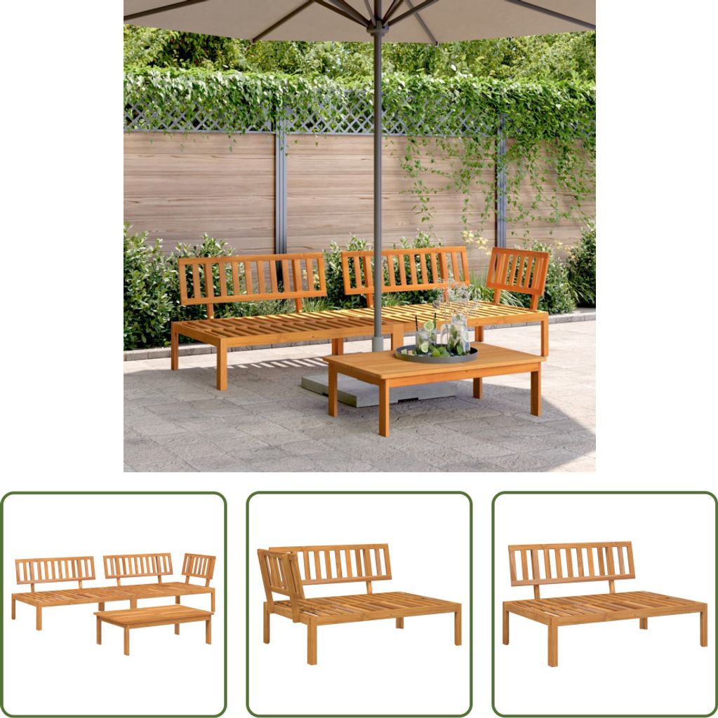 The Living Store 3-tlg. Garten-Sofagarnitur aus Paletten Massivholz Akazie