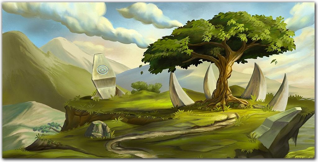 Coloray Küchenrückwand 120x60 Spritzschutz aus Glas - Fantasie Baum Steine