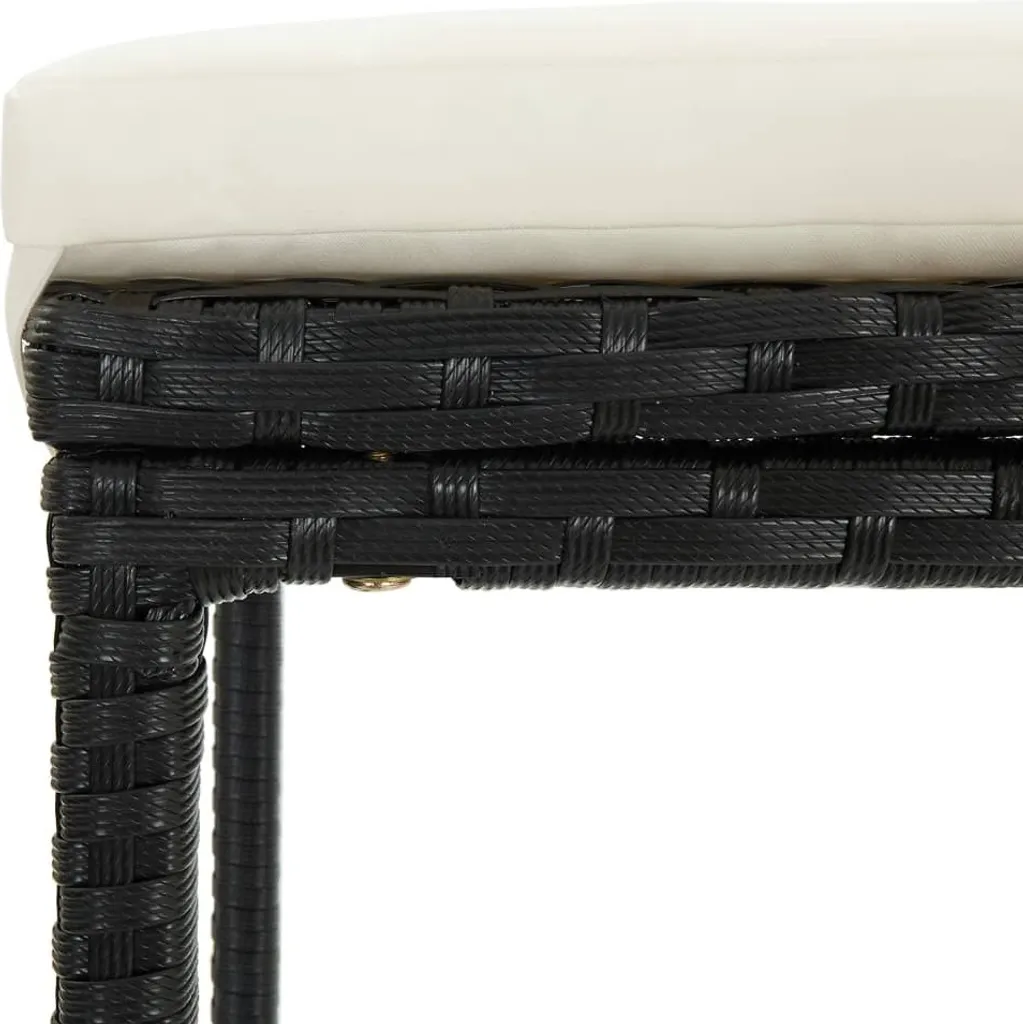 Sgabelli Bar Polirattan Nero 4 Pezzi con Cuscini - Offerta Set Arredo - 6
