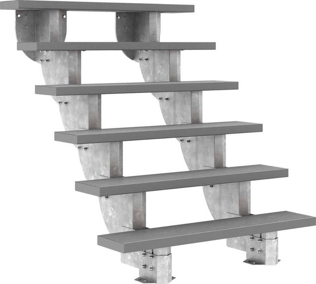 Dolle Außentreppe Gardenstep 120cm breit 6 Stufen Trimax grau 111-135cm Steigungshöhe ohne Geländer