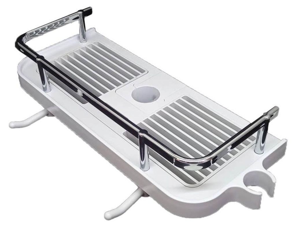 Duschablage Easy Clip Weiß ohne Bohren für Duschstange 22 24 25 mm mit Haken und Duschkopfhalterung