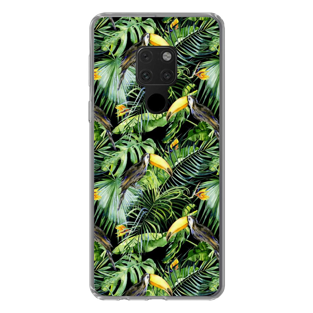 MuchoWow Handyhülle Schutzhülle Hülle für Huawei P40 Lite Tukan - Muster - Pflanzen Silikon Softcase Handy Hülle - Handy