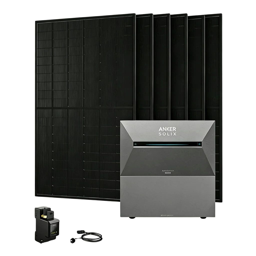 Powerness Balkonkraftwerk mit Speicher,Anker SOLIX Solarbank 3 E2700 Pro Speicher mit 1x BP2700 Erweiterungsakku,8x 500W Solarmodule & Smart Meter