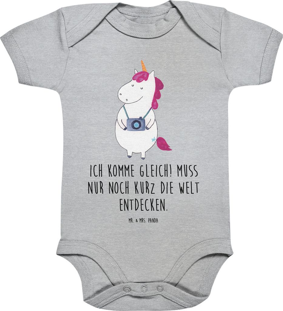 Mr. & Mrs. Panda Strampler Baby Einhorn Fotograf 3. - 6. Monat - Heather Grey - Geschenk, Kamera, Einhörner, Unicorn, Städtereise, Urlaub, Kurzar...