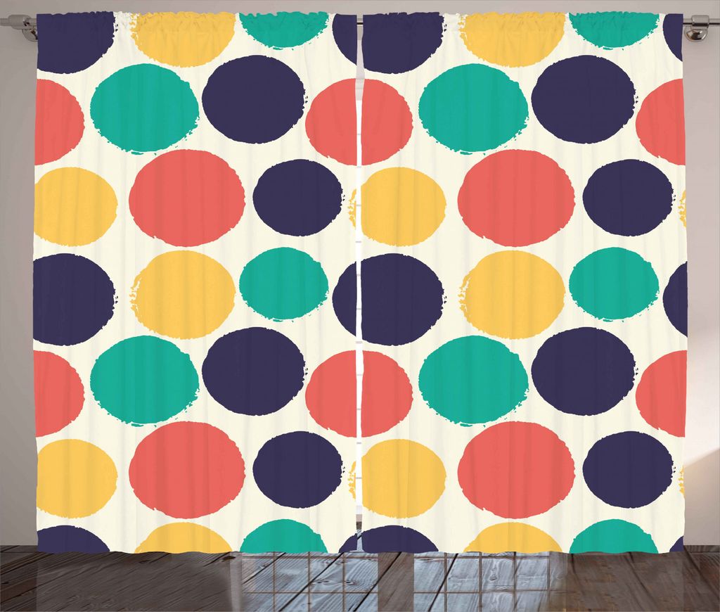 ABAKUHAUS Abstrakt Rustikaler Gardine, Moderne Grunge Illustration, Schlafzimmer Kräuselband Vorhang mit Schlaufen und Haken, 280 x 245 cm, Mehrfa...