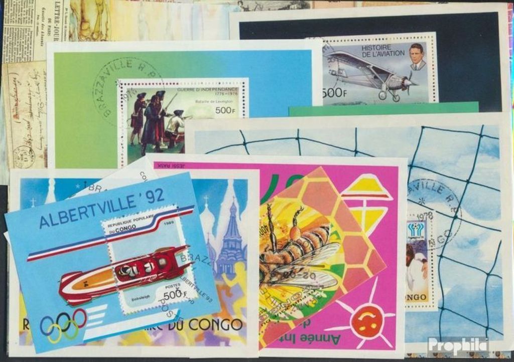 Briefmarken Kongo 10 verschiedene Blöcke und Kleinbögen