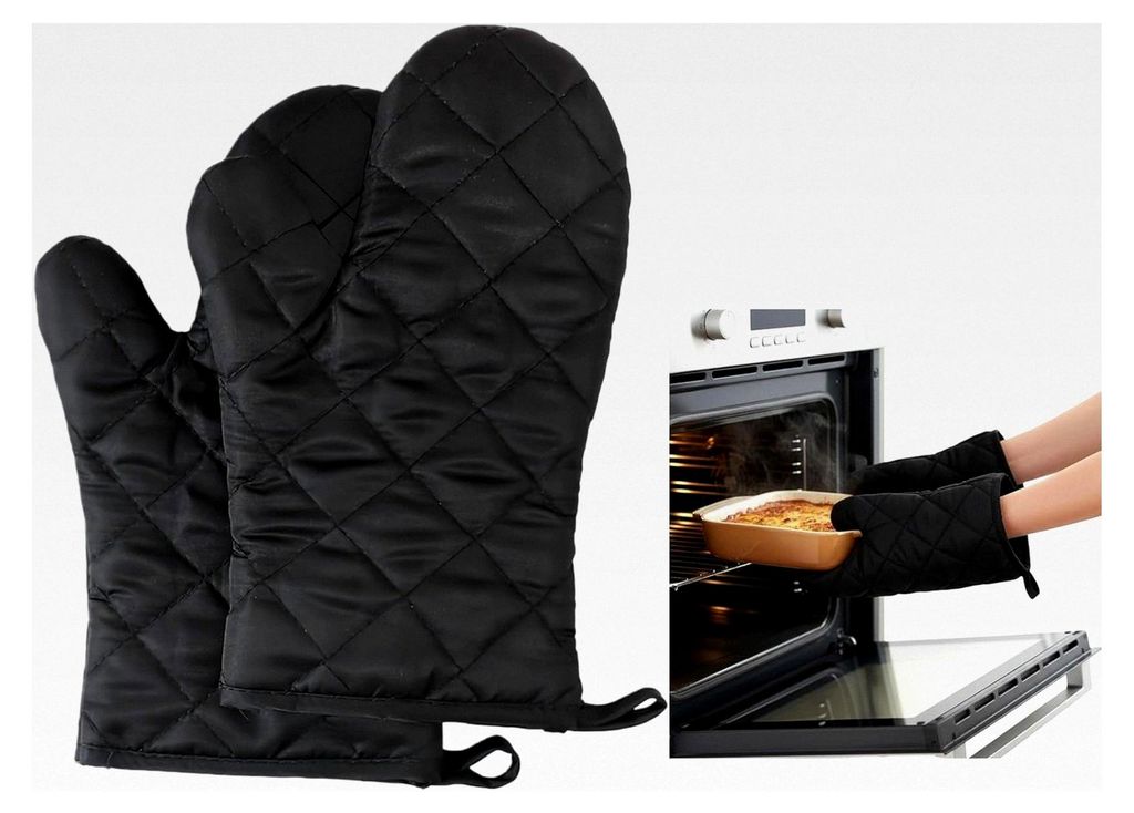 2 Stück Ofenhandschuhe Hitzebeständig – Dick gefütterte Backhandschuhe 28x14 cm, Ergonomische Topflappen-Handschuhe für Kochen, Backen und Gr...