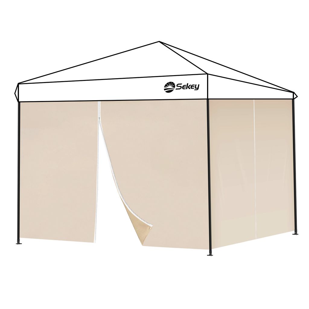 Sekey 2 Seitenteile für 3x3 /3x6m/3x9m pavillon mit Reißverschluss, Taupe