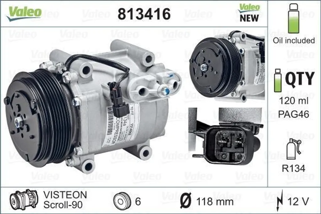 Compresseur de Climatisation pour Fiesta VI : Fiabilité VALEO 813416