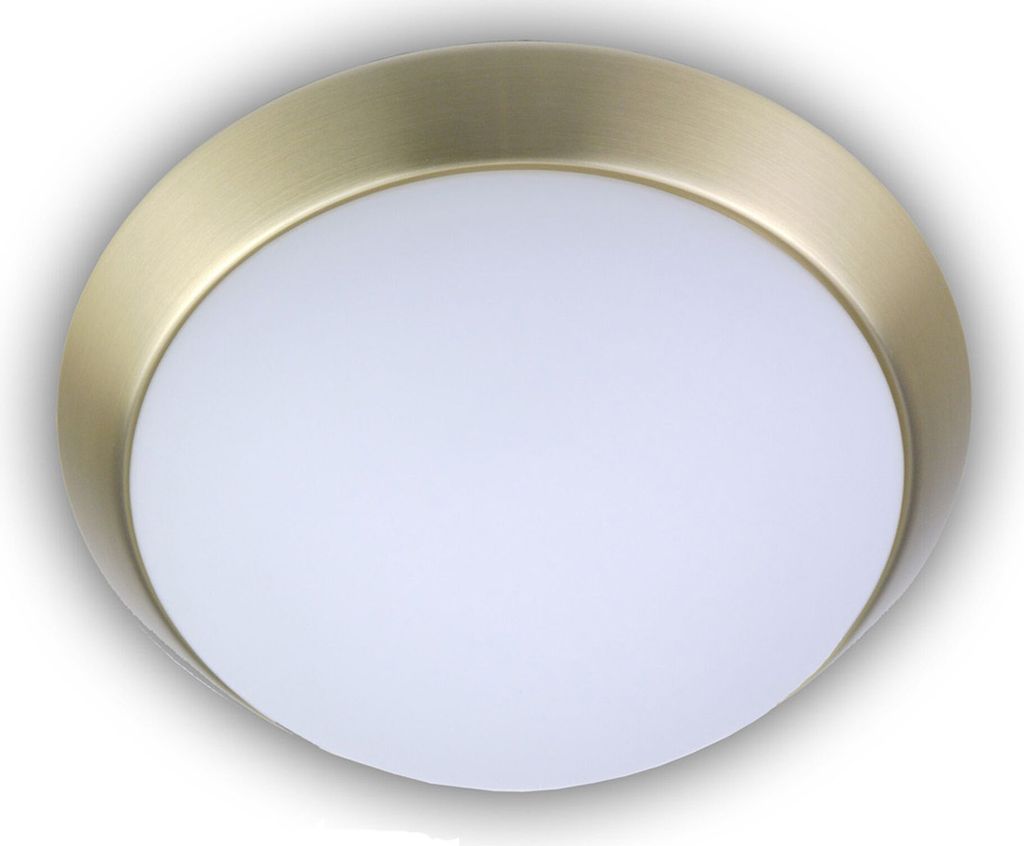 LED Deckenleuchte dimmbar rund Opalglas matt Dekorring Messing Ø 35cm, Bürolampe