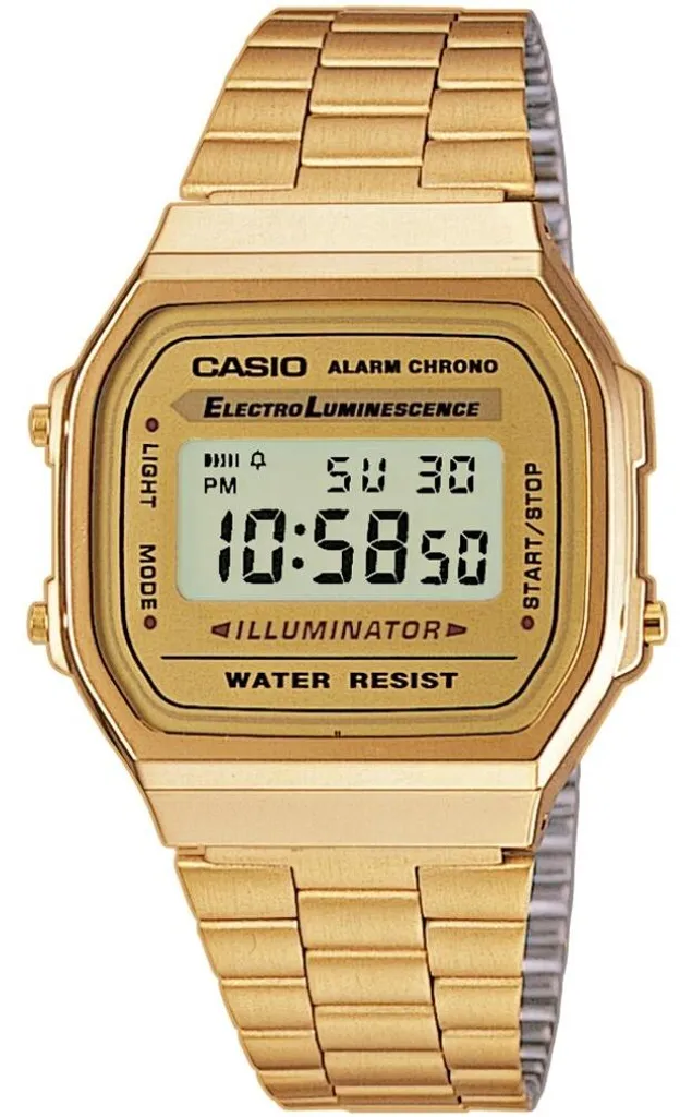 Casio A168WG-9EF Montre Illuminator Dorée avec Chronomètre et Alarme