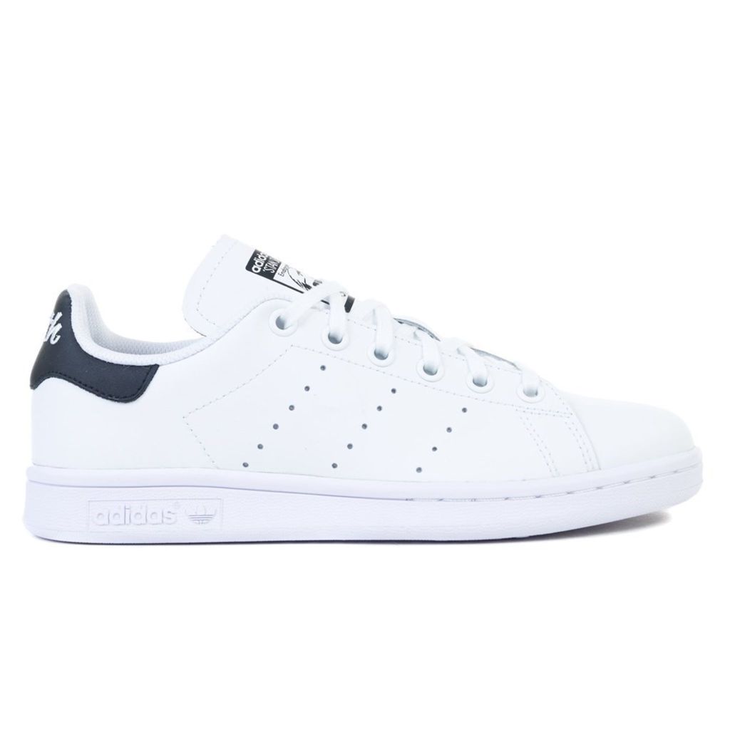 Adidas Stan Smith Jugend Lässige Turnschuhe aus Leder mit niedrigem Oberteil zum Schnüren Weiß Schwarz – 4 UK / Weiß schwarz