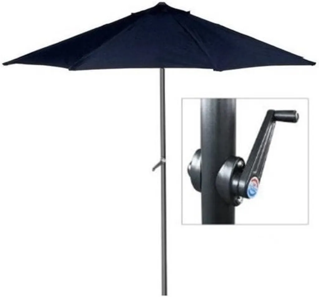 Parasol 207 x 300 cm noir avec manivelle - Structure métal durable