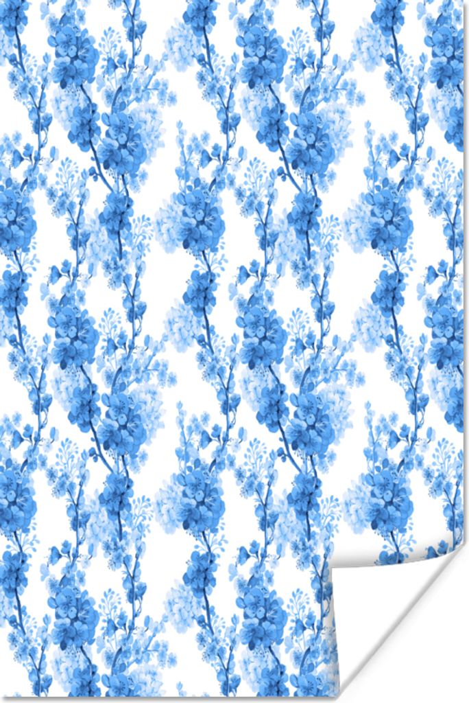 MuchoWow Poster Blumen - Blau - Hortensie 60x90 cm - Wanddekoration