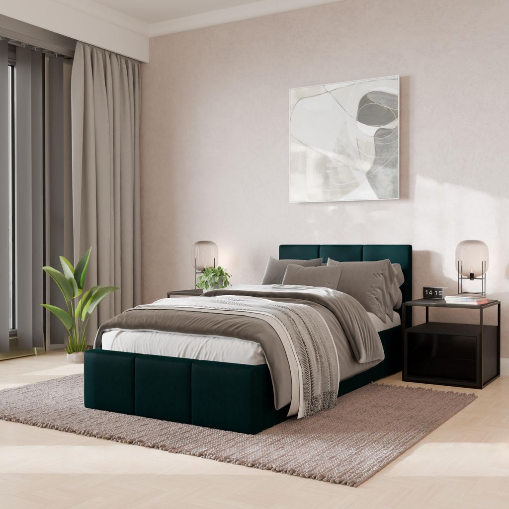 Muralo POLSTERBETT für Schlafzimmer Polsterbett mit Bettkasten und Gasdruckfeder Bett mit Polsterkopfteil Einzelbett 90x200 Bett mit Stauraum Türkis