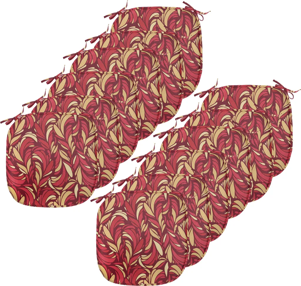 Set 12 Cuscini Decorativi ABAKUHAUS Fogliame Rosso e Beige 40x40