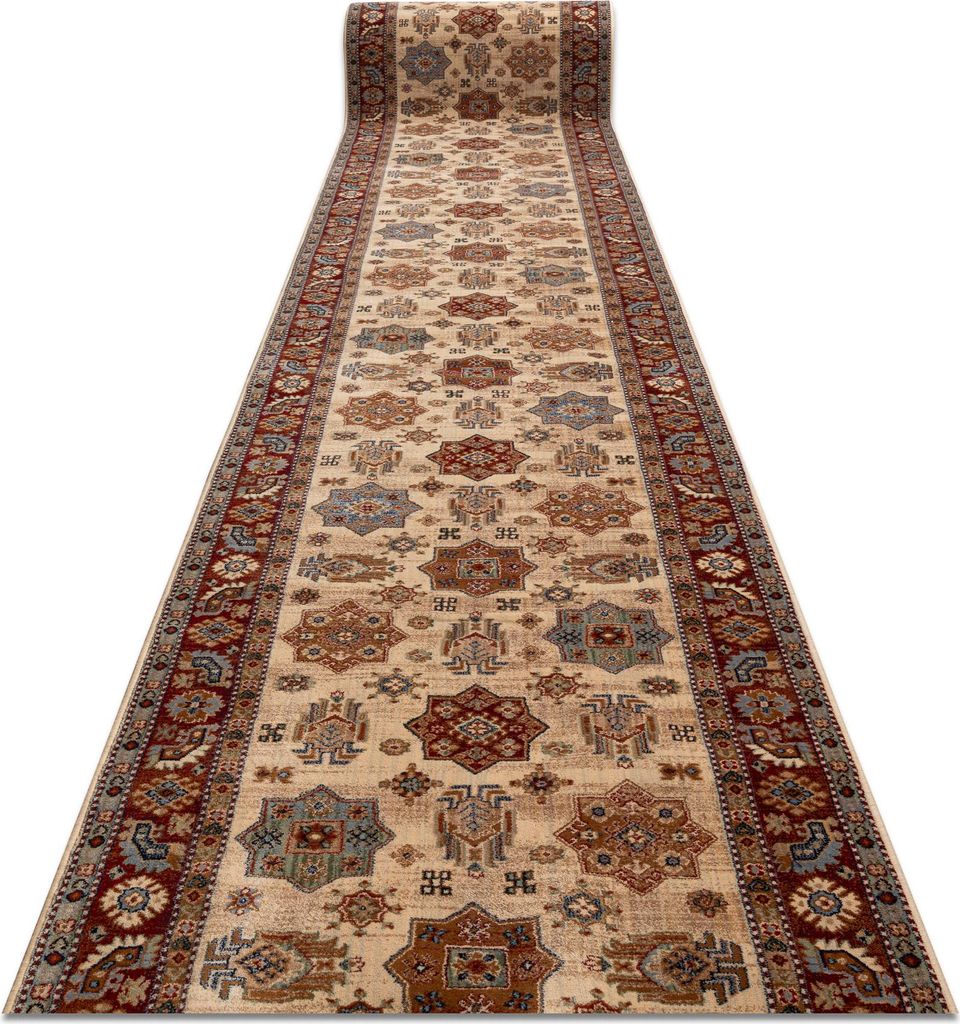 KESHAN Wolle Läufer 7683/53555 Orientalisch, Rahmen Beige / terrakotta - 100cm beige 100x780 cm