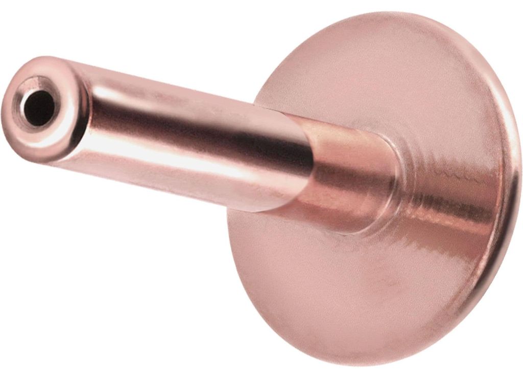 Ohrpiercing, Nasenpiercing Titan Labret mit Push Fit ohne Kugel ABGERUNDETE PLATTE RoséGold Stablänge: 6mm | Stabstärke: 1,2mm