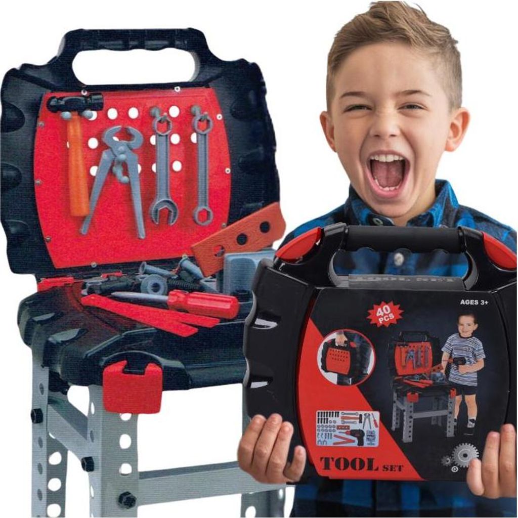 Lolex | Werkzeugset Für Kinder - 40 Teile - 33 X 33 X 7 Cm - Kinderspielzeug - Spielzeugwerkzeug