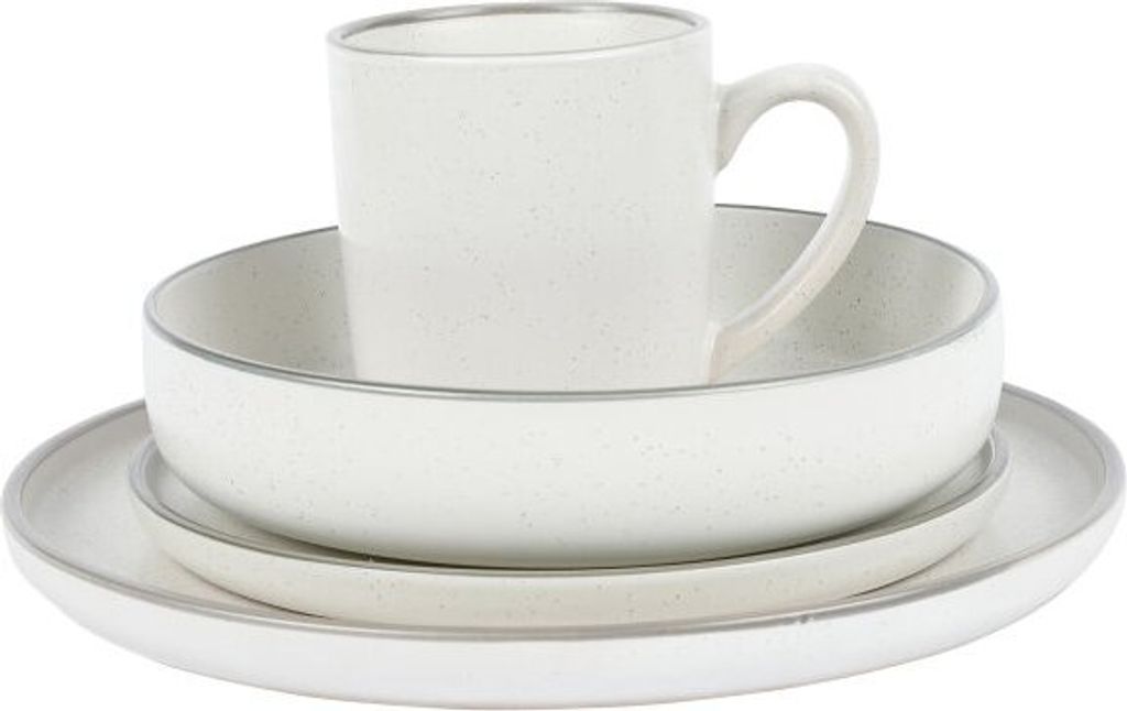 Tafelservice, 16-teilig, weiß/grau Produktbild 