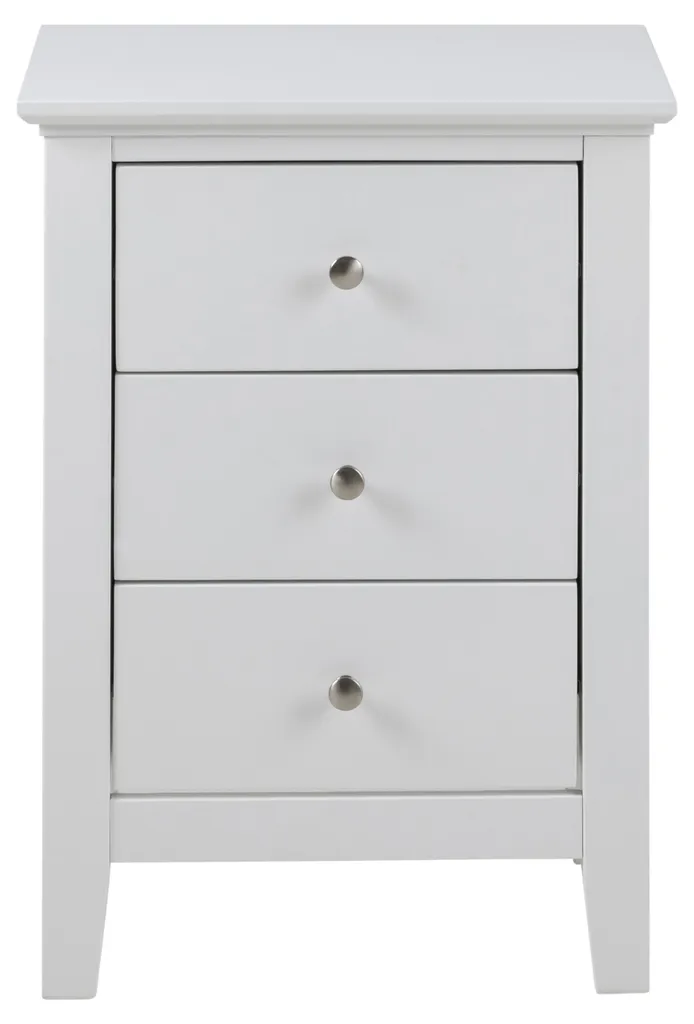 Table de Nuit Blanche 3 Tiroirs Linnea - Mobilier de Chambre Compact