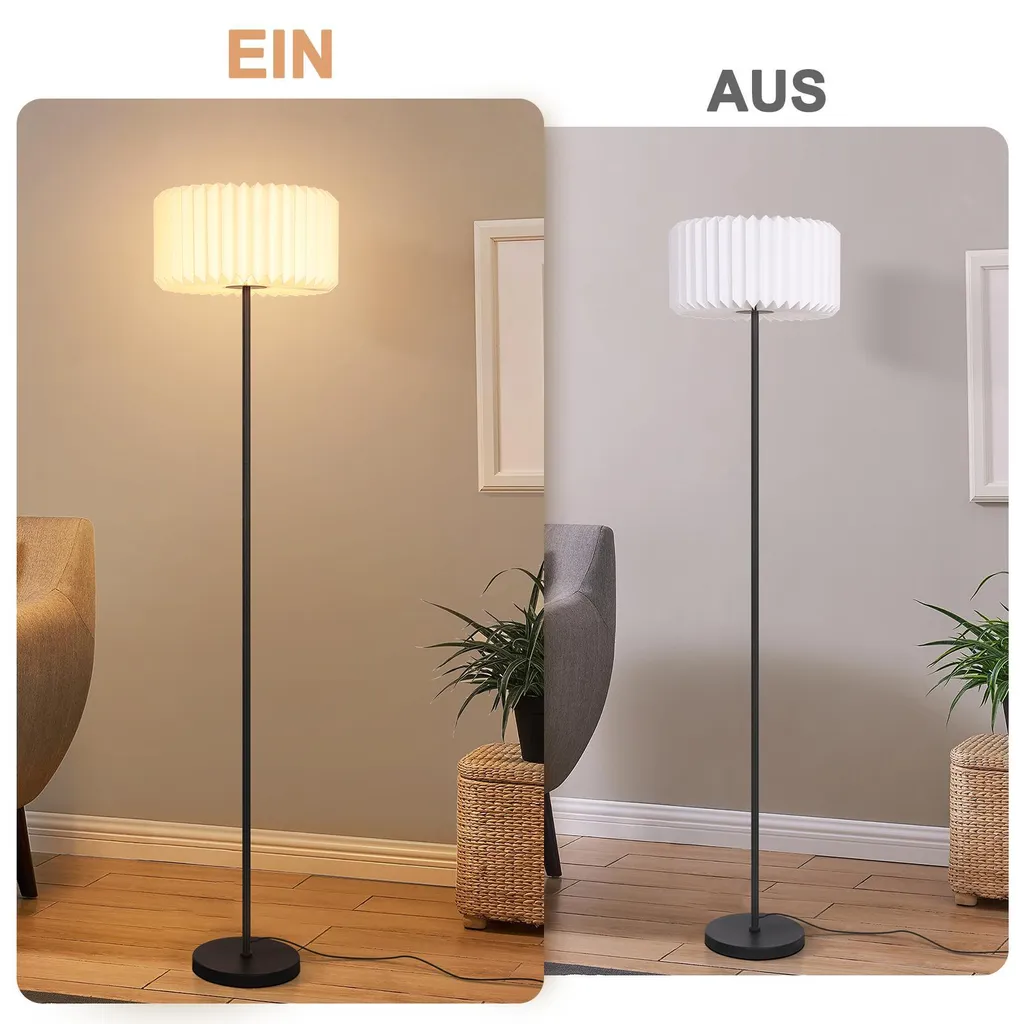 Lampadaire de Chambre Luminaire d'Ambiance Papier Blanc pour Coin Lecture - 8