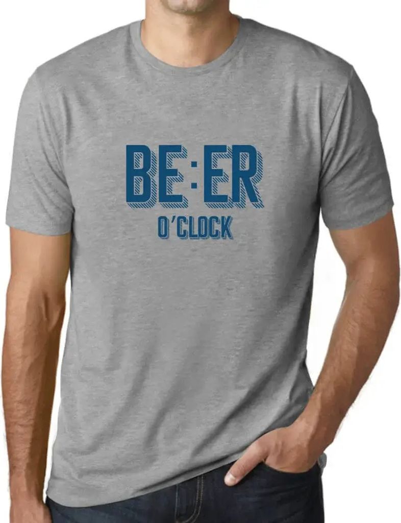 Herren Grafik T-Shirt Bier Uhr – Beer O'clock – Öko-Verantwortlich Vintage Jahrgang Kurzarm Lustige Druck Geburtstag Geschenk Mann