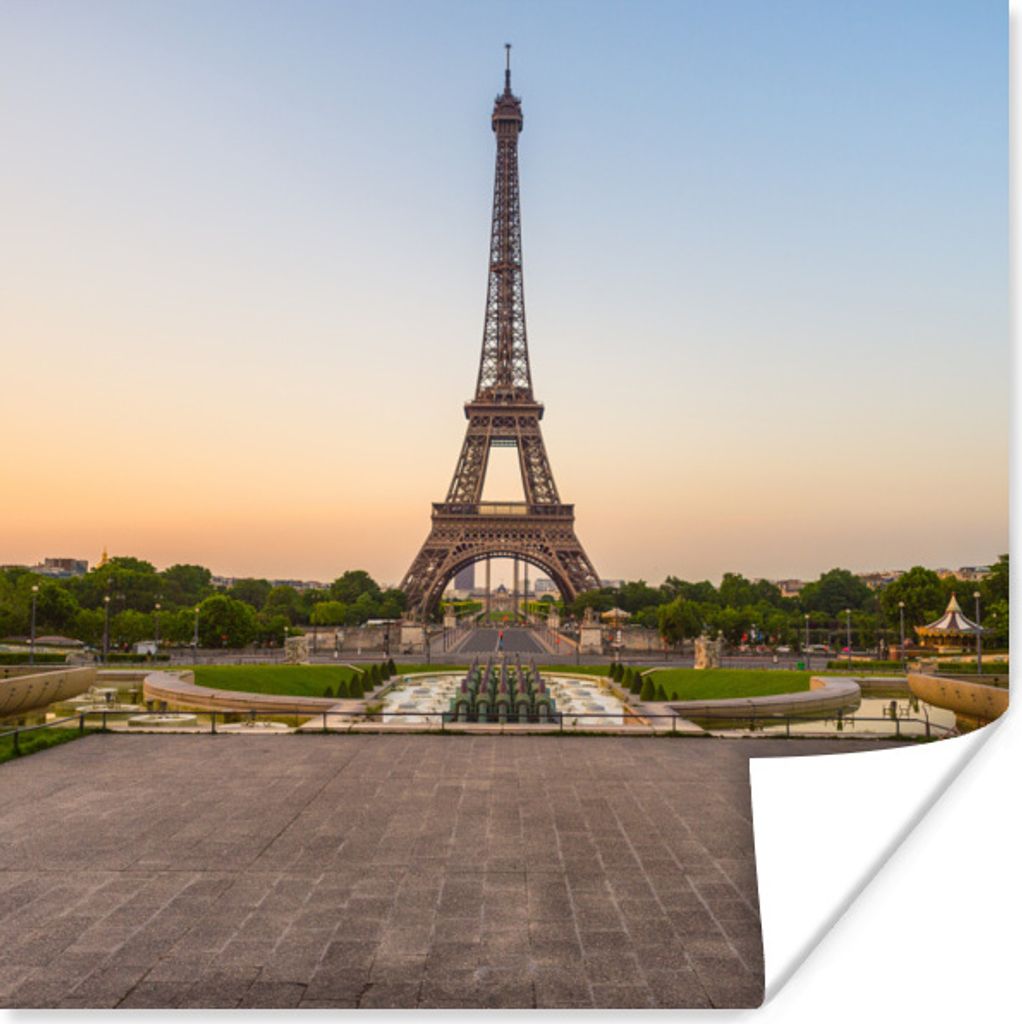 MuchoWow Poster Paris - Eiffelturm - Sonnenaufgang 100x100 cm - Babyzimmer