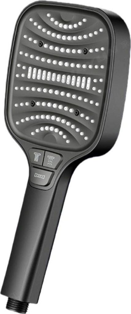 INF 8‐Modus Hochdruck Handbrause ABS mit Silikon Düsen Piano‐Tasten Schalter Schwarz