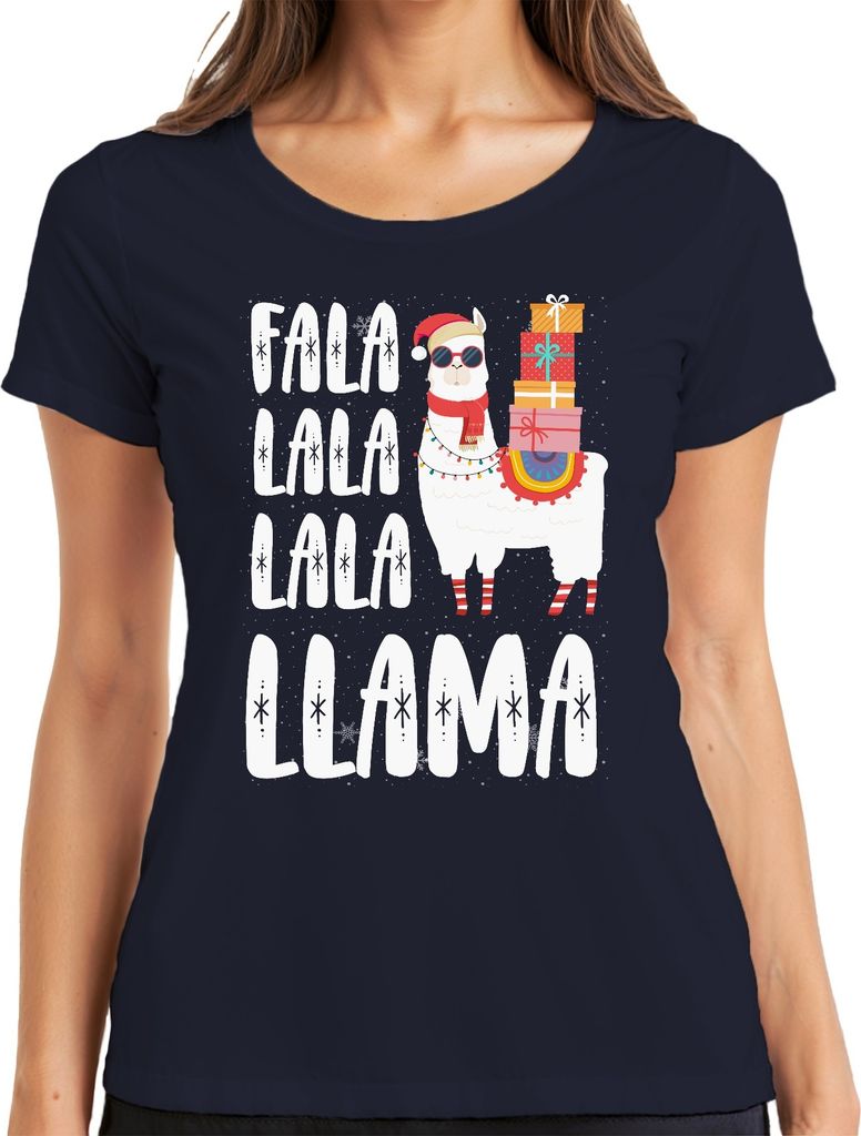 Fala Lala Lala Llama - Weihnachten Weihnachtsgeschenk Christmas Damen T-Shirt, Navy, 3XL