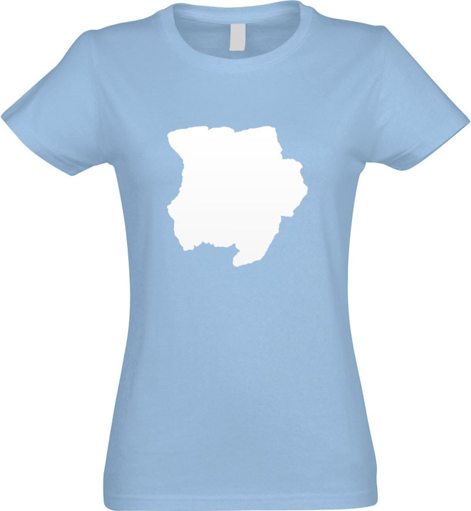 Kiwistar - T-Shirt tailliert - Damen - himmelblau - Suriname Umriss Kontur - mit Motiv Bedruckt - Funshirt Design - Sport - Freizeit - Damen - S
