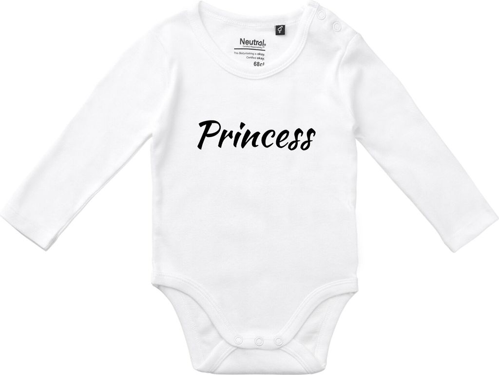 Huuraa Baby Body Princess Schriftzug 80 White Baumwolle Fairtrade Langarmbody Geschenkidee