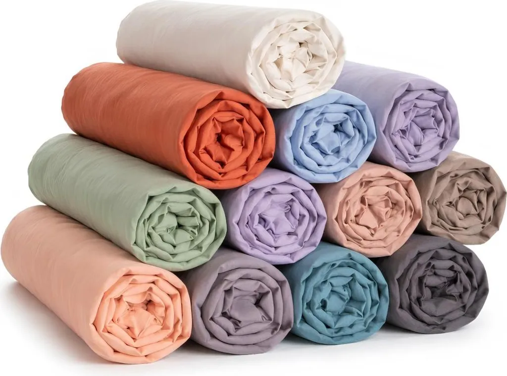 Linge de lit : Set de 4 draps housse 160x200 multicolores en pur coton