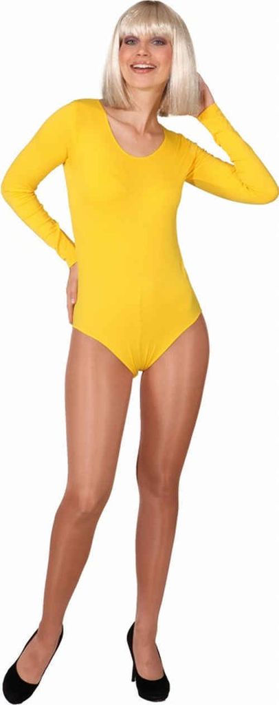 Body gelb Langarm-Body Unterzieher für Damen