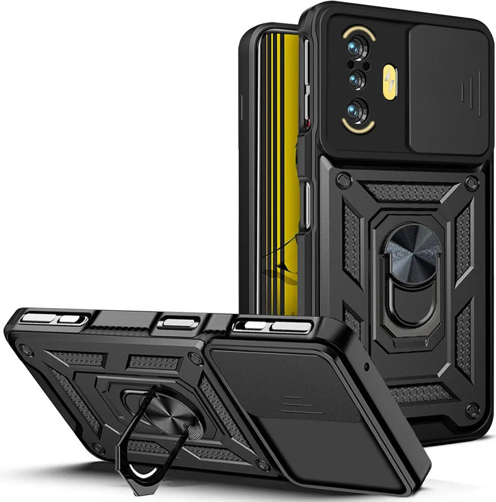 Cover Xiaomi Redmi K40 Gaming Nera: Armatura Shockproof con Ring Holder