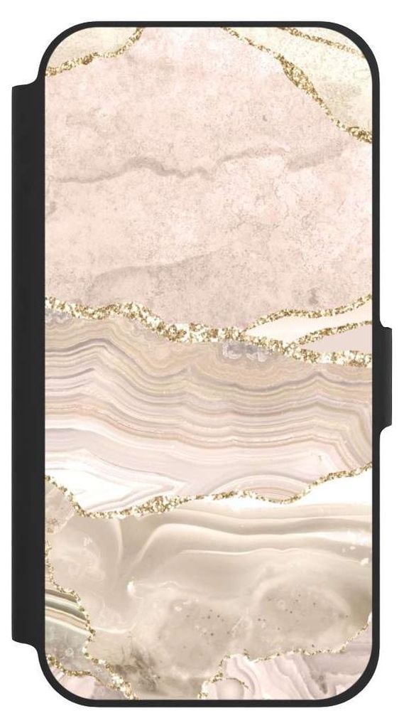 NIVOCASE Klapphülle für Apple iPhone 12 Pro Handyhülle aus Kunst Leder NIVOflip schwarz Glitzer Look Marmor Utart